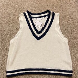 V-Neck Varsity Sweater Vest BP. Color: Ivory Prep
